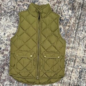J. Crew Green Down Quilted Vest